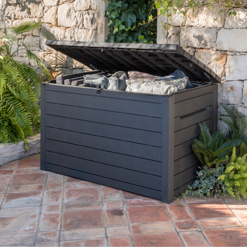 Norfolk 870L Resin Storage Box - Anthracite at Rattan Garden Furniture