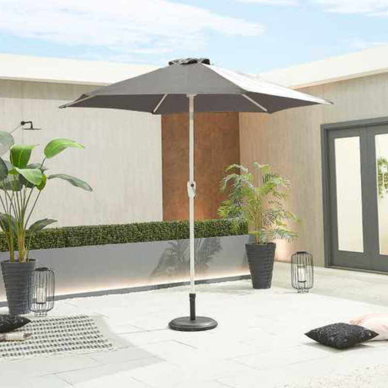 Nova - White Frame Aluminium Parasol - 2.7m Round - Grey at Rattan Garden Furniture