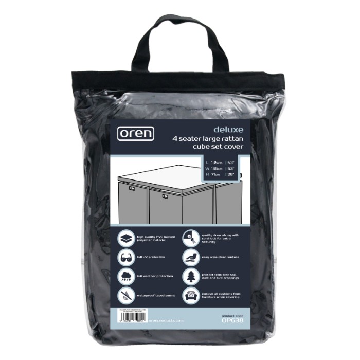 Deluxe - 4 Seater Rattan Cube Set Cover - Large - 135cm at Rattan Garden Furniture