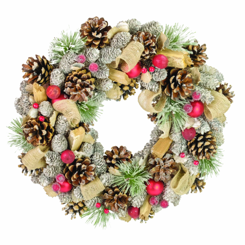 Osbourne Gold Frosted Red Berry Christmas Wreath - 34cm