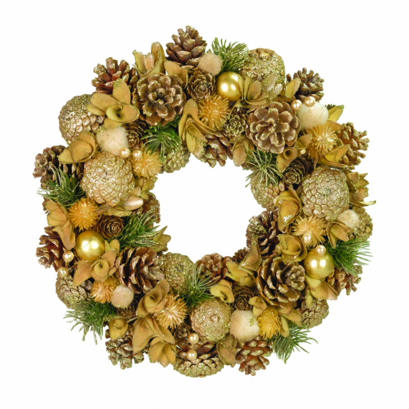 Osbourne Gold Pinecone Christmas Wreath - 34cm