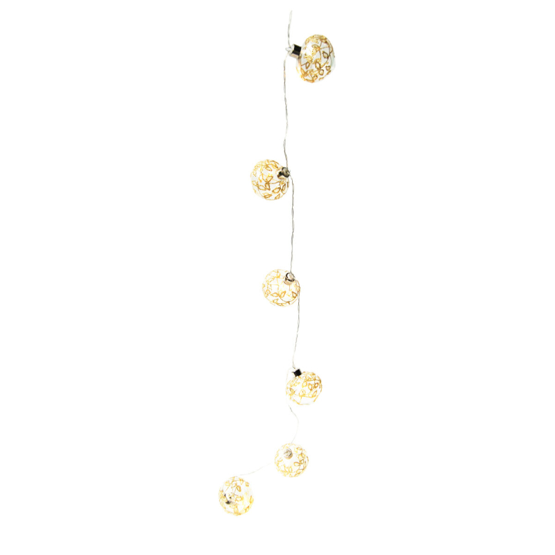 Osbourne Gold Glitter Ball LED Christmas Garland -140cm