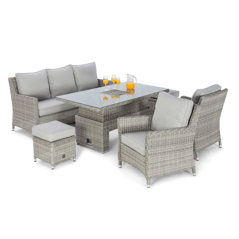 Stratford 5-7 Seater Rattan Sofa Dining Set with Ice Bucket & Rising Table