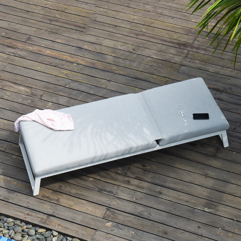 Palermo Outdoor Fabric Sunlounger - Lead Chine