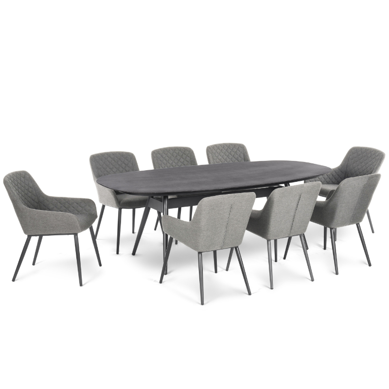 Prague 8 Seater Outdoor Fabric Oval Dining Set - Flanelle