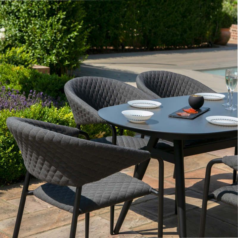 Ravenna 6 Seater Outdoor Fabric Oval Dining Set - Charcoal