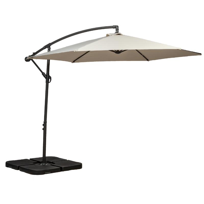 RC 3m Overhanging Powder Coated Parasol - Ivory from Rattan Garden Furniture