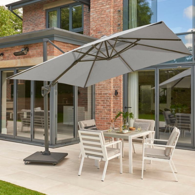 Shoebill Aluminium 3m LED Cantilever Parasol - Black at Rattan Garden Furniture