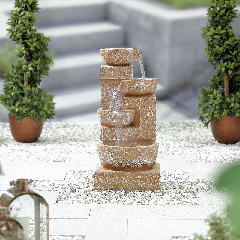 La Hacienda Sparkling Bowls Water Feature Inc LEDS at Rattan Garden Furniture