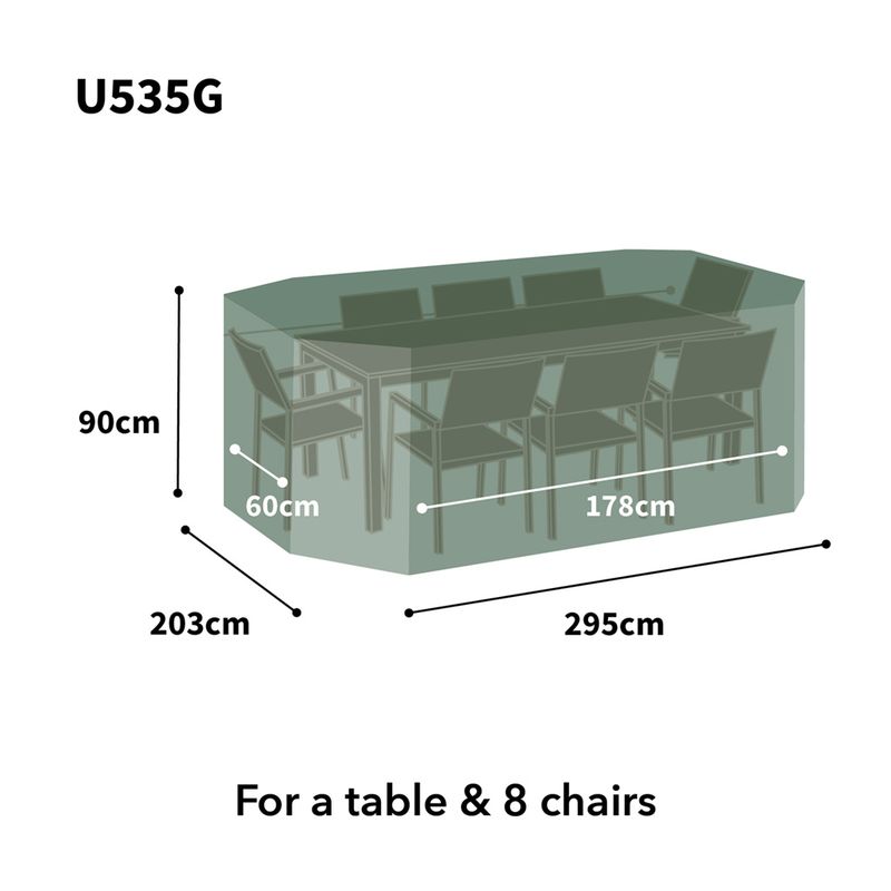 Ultimate Protector Rectangular Patio Set Cover - 8 Seat - Green at Rattan Garden Furniture