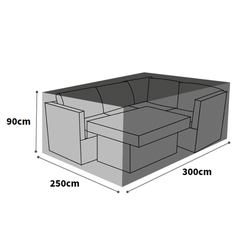 Ultimate Protector Rectangular Corner Sofa Dining Set Cover - 300cm - Charcoal