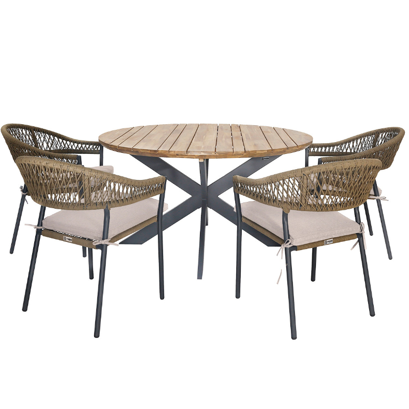Valencia 4 Seater Rope Round Dining Set