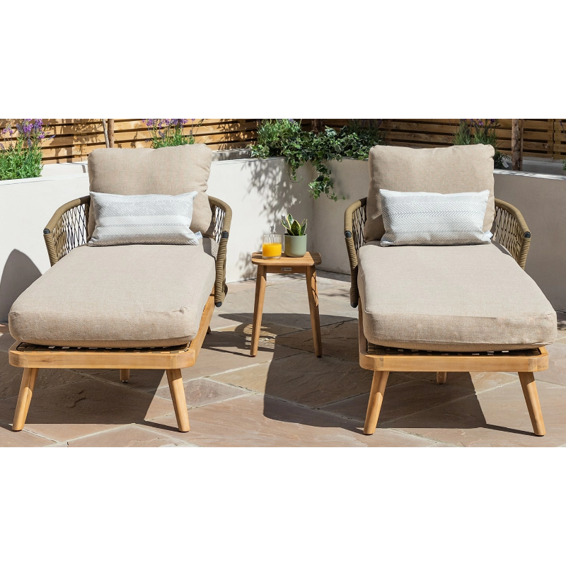 Valencia Rope Double Sunlounger Set with Side Table