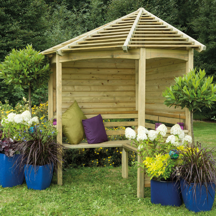 Hartwood Venetian Corner Arbour Seat at Rattan Garden Furniture