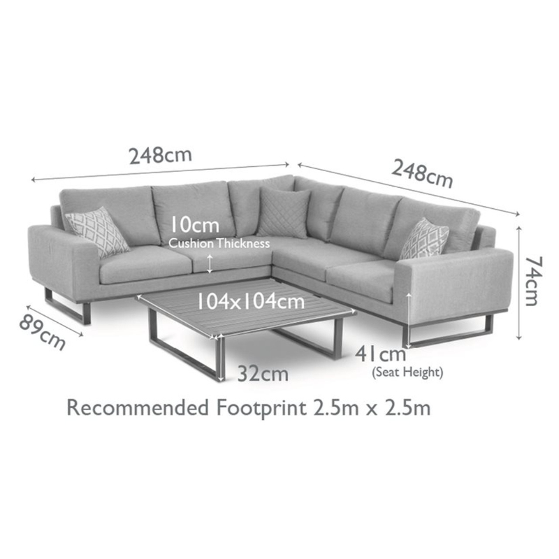 Verona 4 Seater Outdoor Fabric Corner Sofa Group - Grey
