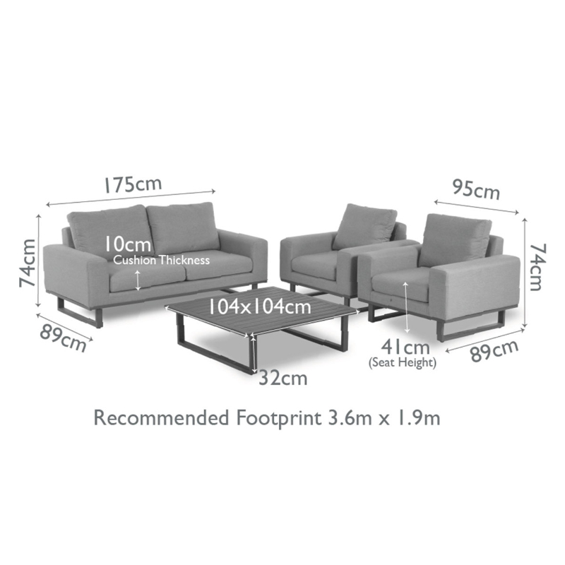 Verona 4 Seater Outdoor Fabric Sofa Set - Grey