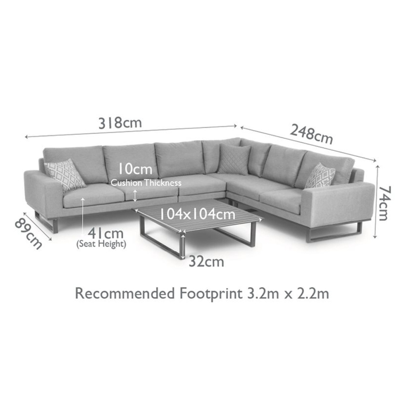 Verona 5 Seater Outdoor Fabric Corner Sofa Group - Grey