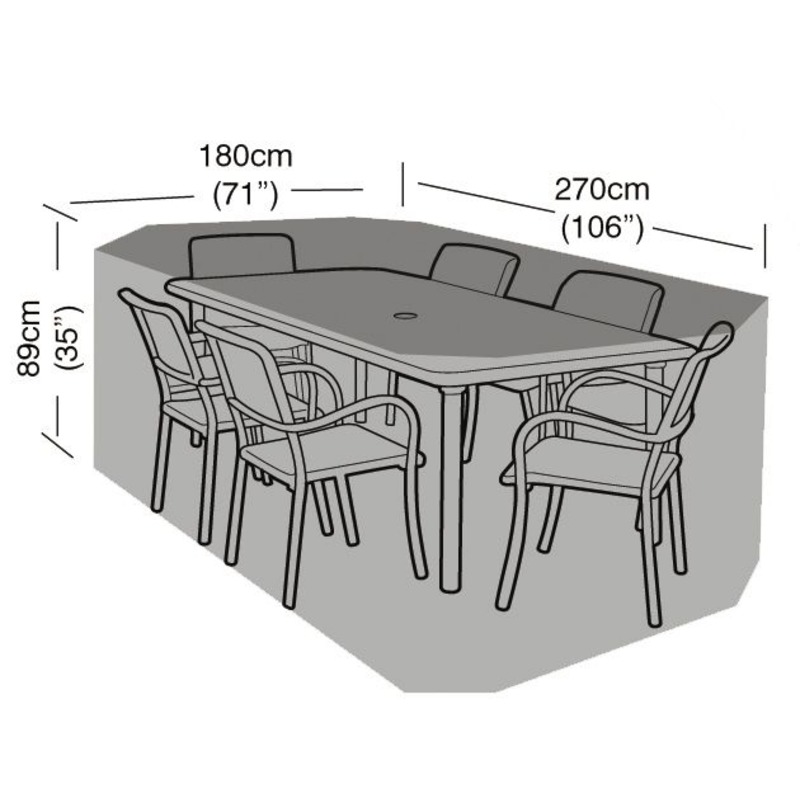 Premium Super Tough 6 Seater Rectangular Furniture Set Cover - Black from Rattan Garden Furniture