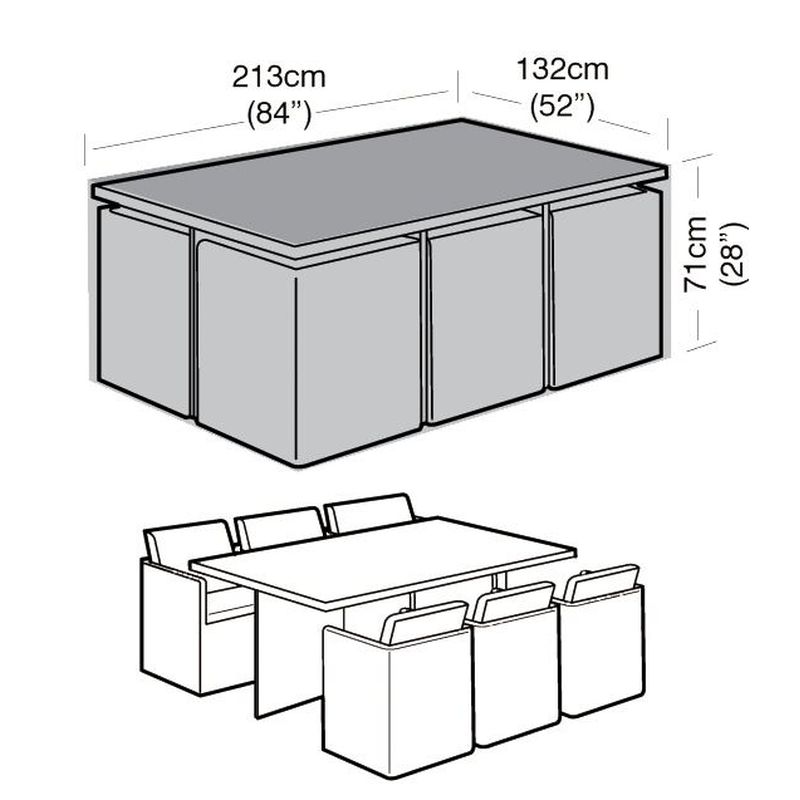 Premium Super Tough 6 Seater Rectangular Cube Set Cover - Black