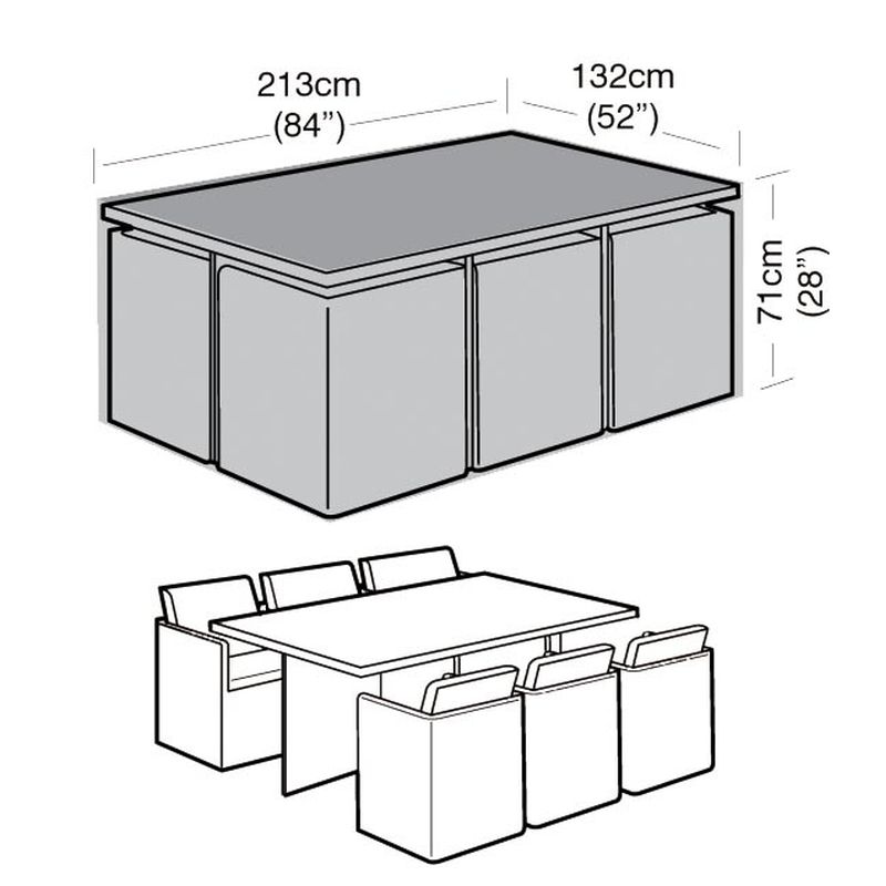 Super Tough 6 Seater Rectangular Cube Set Cover - Black at Rattan Garden Furniture